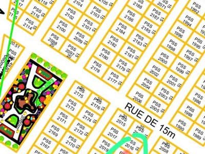 Plan du lotissement de Pointe Sarène 2025, parcelles entourées