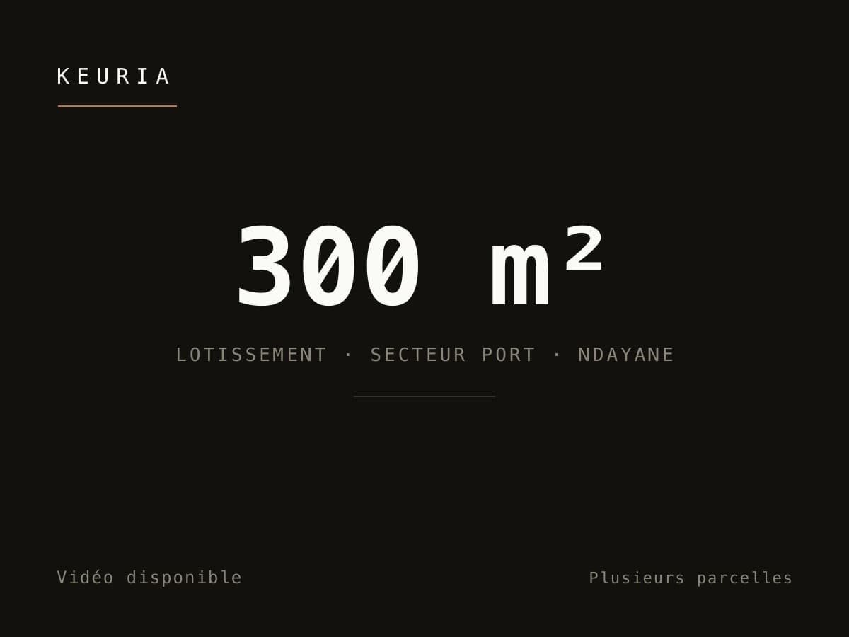 Parcelle de 300 m² au secteur port de Ndayane