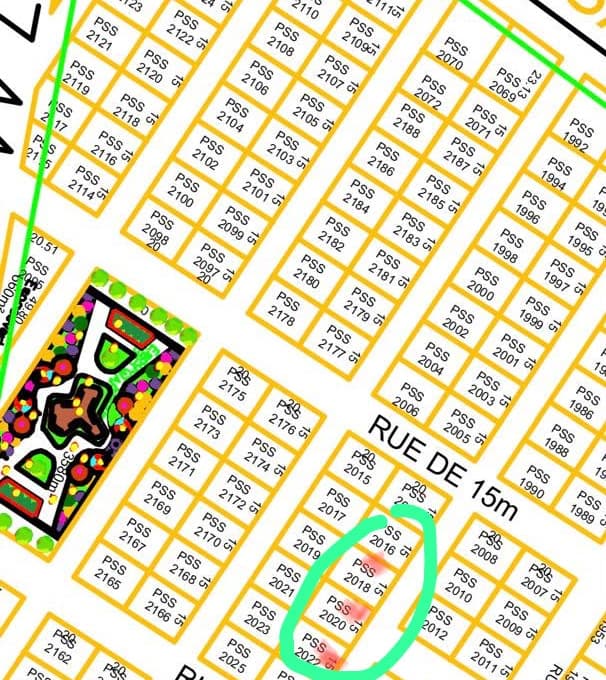 Plan du lotissement de Pointe Sarène 2025, parcelles entourées